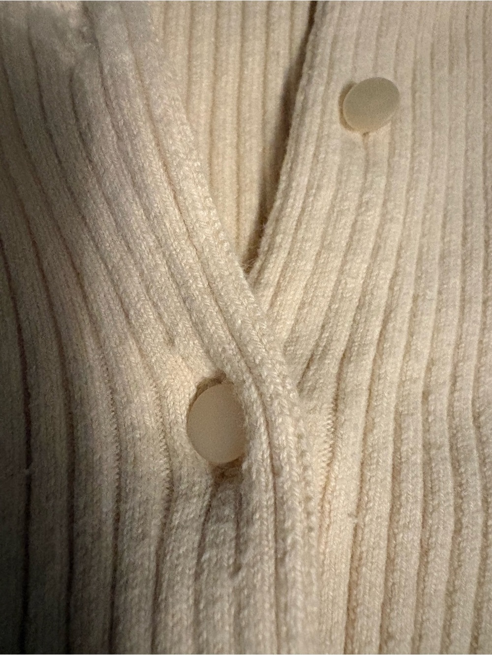 Sezane Cream Cropped Button down Ribbed Sweater - Picture 5 of 6